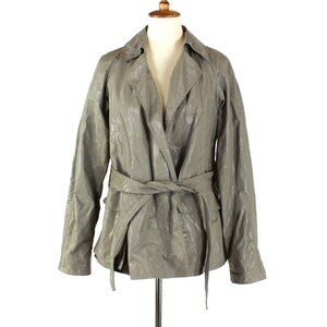Allsaints Spitalfields Chelsea Mac Glossy Sage Green Belted Rain Jacket 10 Coat